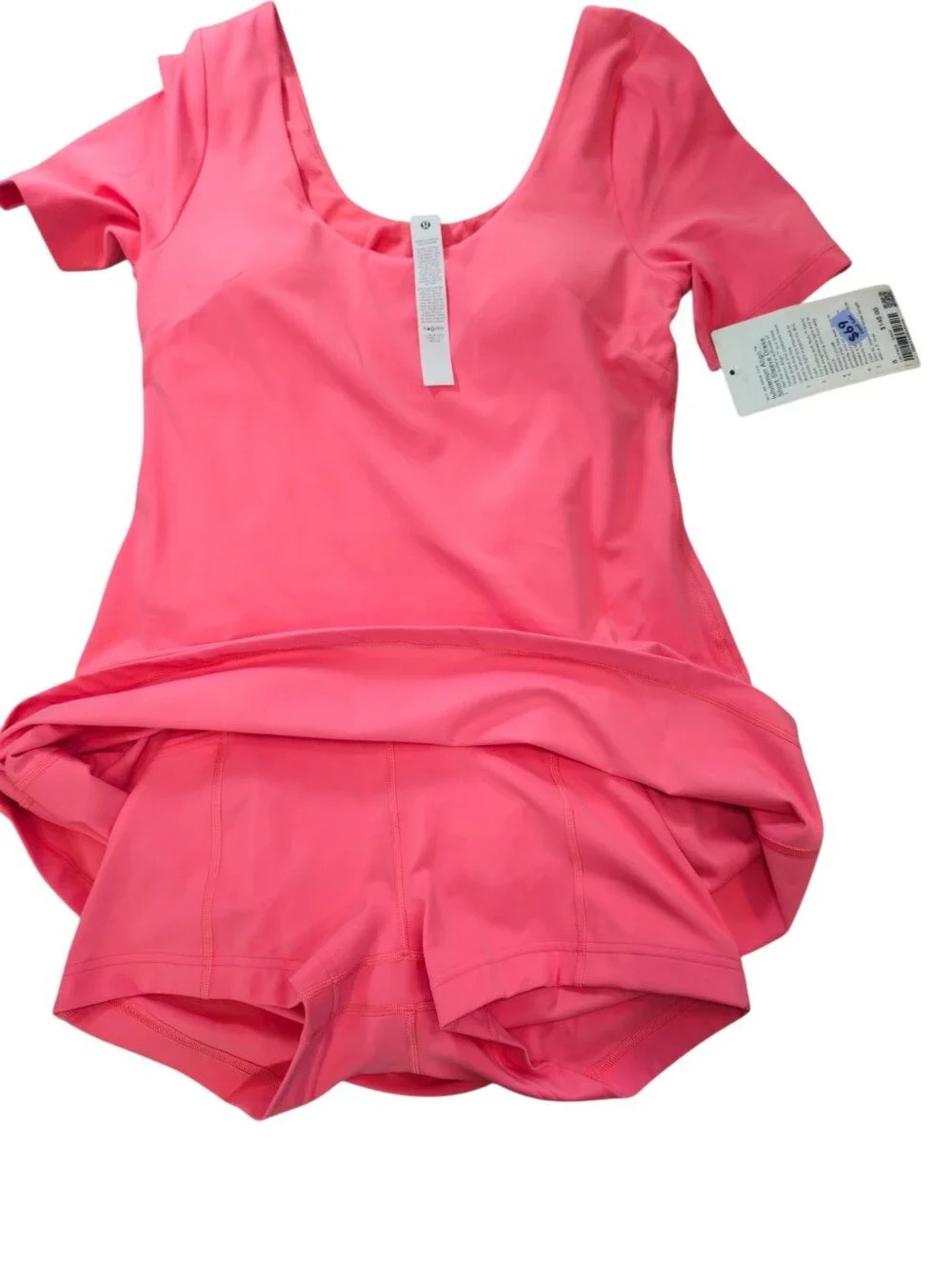 Lululemon Align Short Sleeve Dress Sonic Pink Built In Shorts Size 8 NWT - Picture 9 of 9